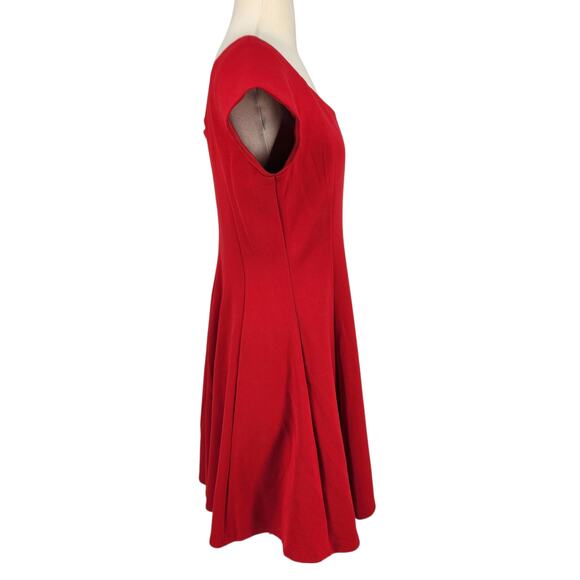 Bailey 44 Zoe Red Mini Dress Scoop Neck Fit & Flare Cap Sleeves Size Large - Picture 8 of 8